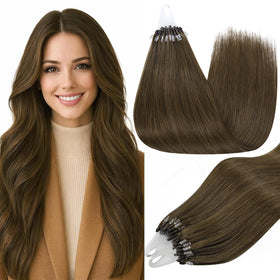 Extensions de cheveux Micro Link Full Shine en couleur naturelle, vue avant