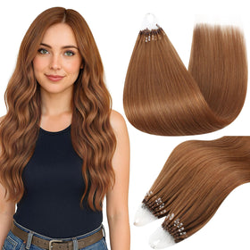 Extensions de cheveux Microlink Full Shine 24 pouces couleur ginger vue de face