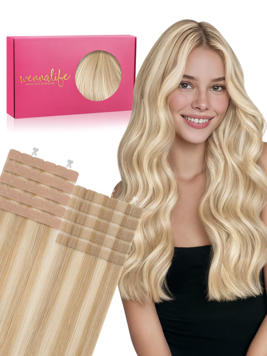 Extensions de cheveux mini tape Wennalife 14 pouces couleur blond sale