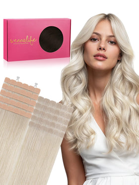 Extensions de cheveux mini tape Wennalife 22 pouces couleur platine blonde