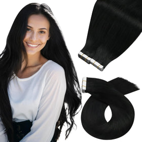 Extensions de cheveux Moresoo 14 pouces couleur noire vue de face