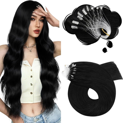 Extensions de cheveux Moresoo 28 pouces modèle noir ébène vue avant