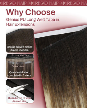 Extensions de cheveux Moresoo bronde 18 pouces, vue arrière