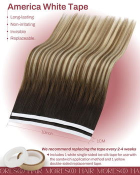 Extensions de cheveux Moresoo bronde avec rouleaux de ruban adhésif