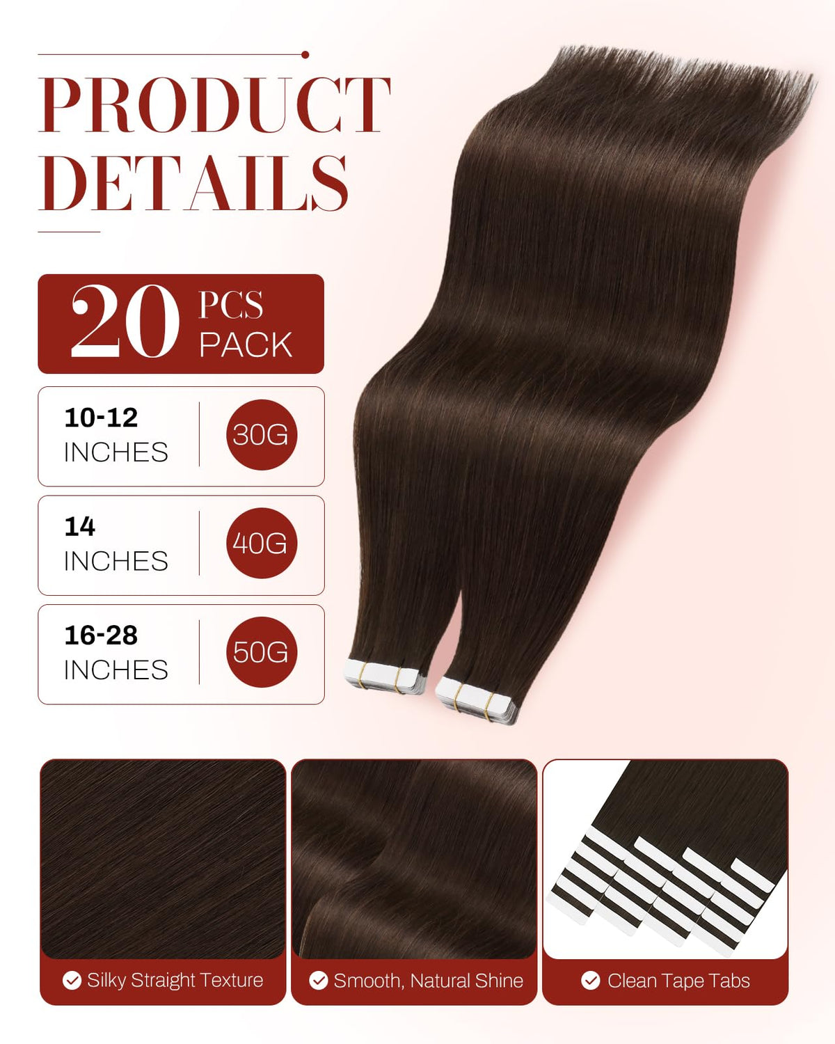 Extensions de cheveux Moresoo en cheveux humains montrant la texture soyeuse