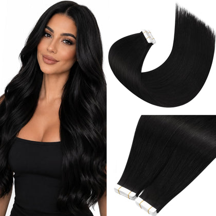 Extensions de cheveux Moresoo noires de 24 pouces, vue avant
