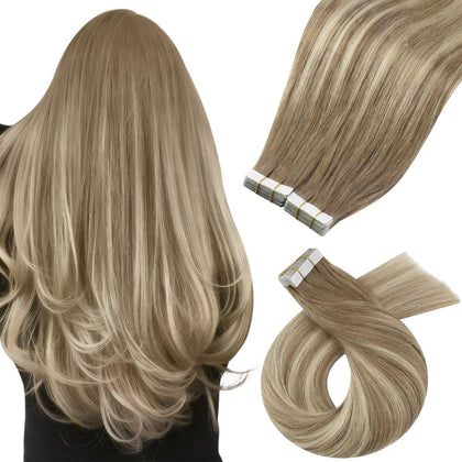 Extensions de cheveux Moresoo tape châtain clair 22in avant