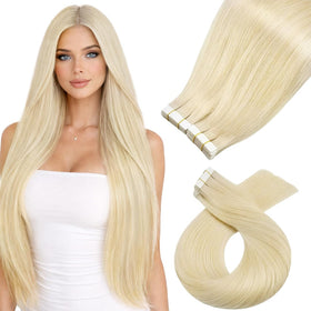 Extensions de cheveux Moresoo tape en cheveux réels 24in couleur blonde platine