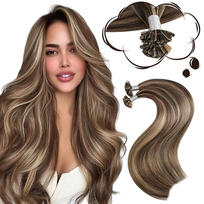 Extensions de cheveux Moresoo U Tip 20 pouces Caramel Gingembre vue de face