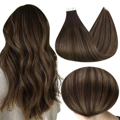 Extensions de Cheveux Naturels 18 Pouces Ombre Marron de Full Shine, vue avant