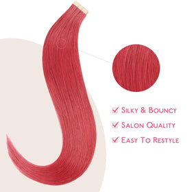 Extensions de cheveux naturels Wennalife rouge corail, application sur cheveux