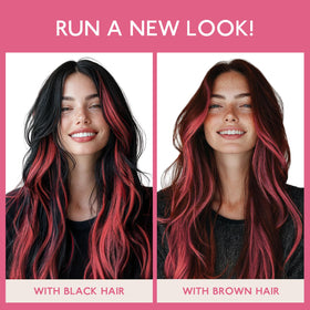 Extensions de cheveux naturels Wennalife rouge corail, mise en place sur modèle