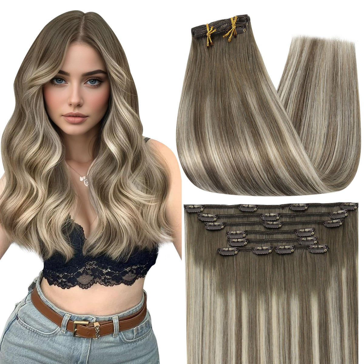 Extensions de cheveux Ombre Clip-in Full Shine, vue de face