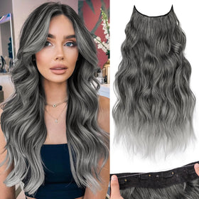 Extensions de cheveux ondulés KooKaStyle 20" gris, vue avant