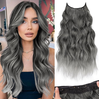 Extensions de cheveux ondulés KooKaStyle 20" gris, vue avant
