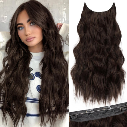 Extensions de cheveux ondulés KooKaStyle 20" marron chocolat rouge vue de face