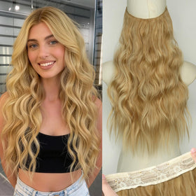 Extensions de cheveux ondulés KooKaStyle 20 pouces couleur blonde chaud vue de face