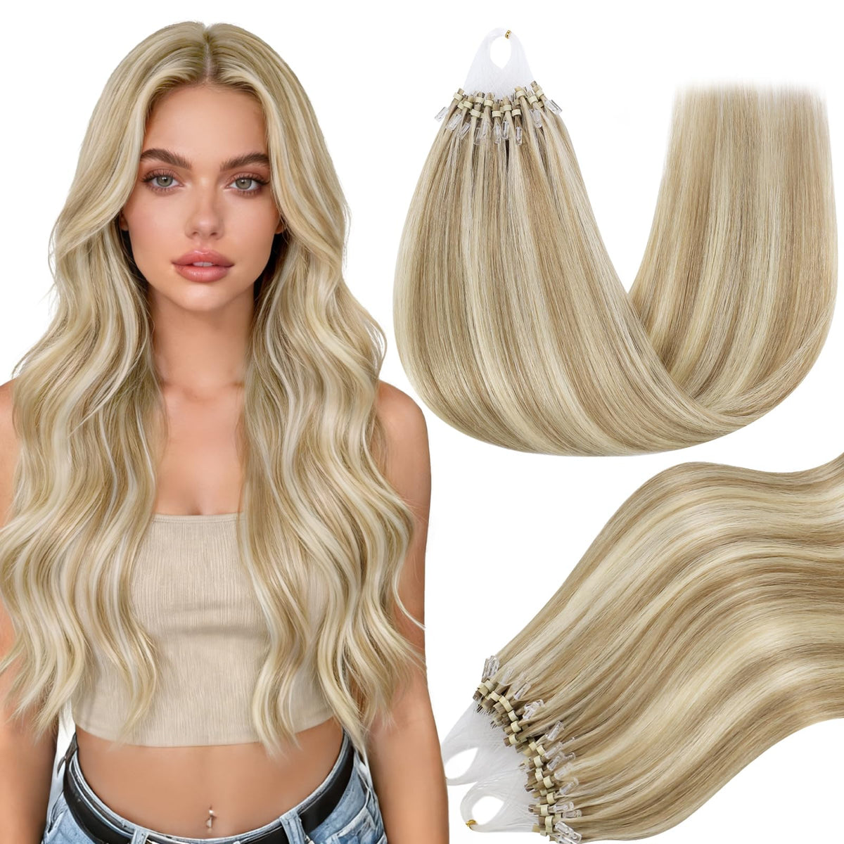 Extensions de cheveux réelles Full Shine 50g 16 pouces, vue avant