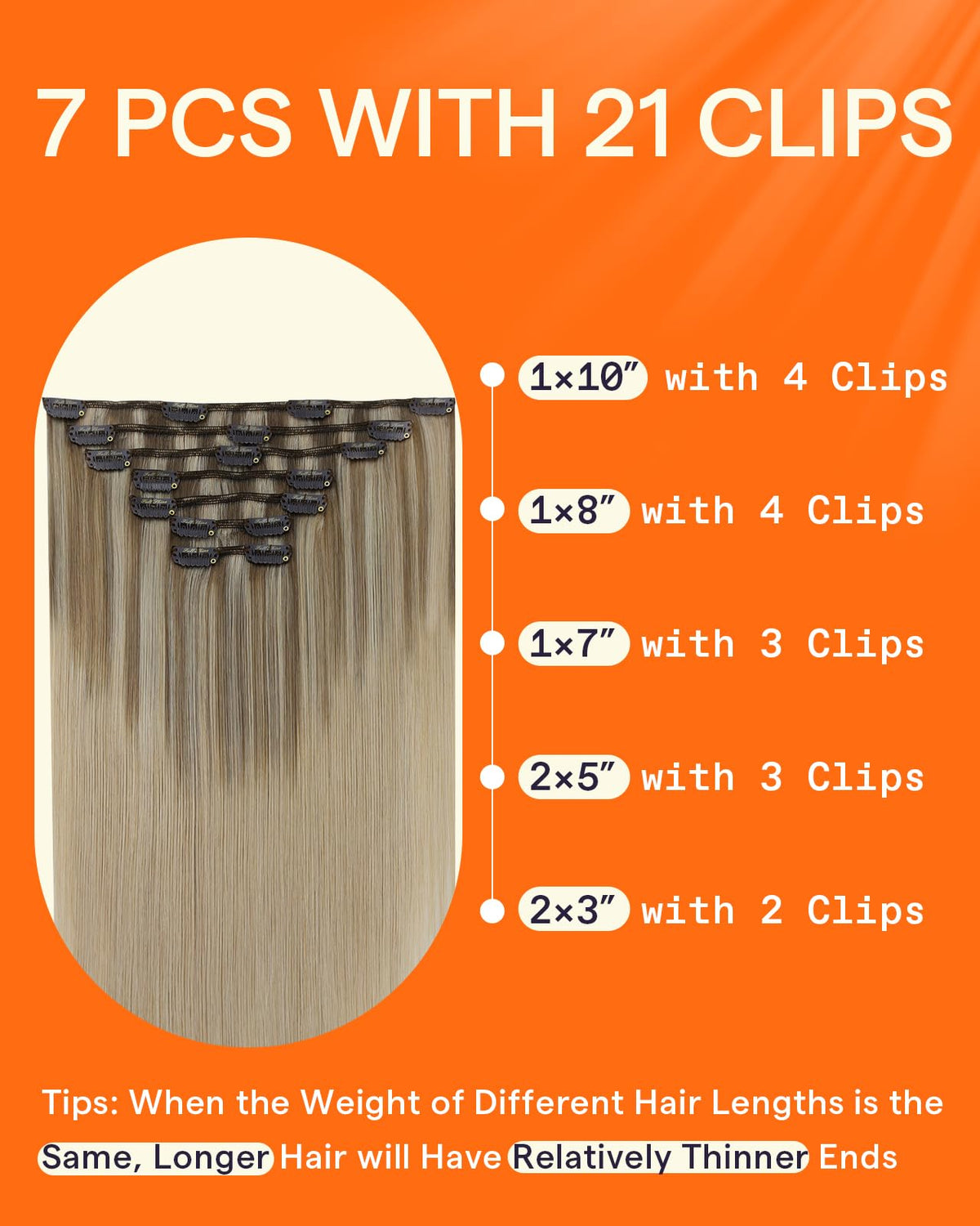 Extensions de cheveux Remy couleur blonde cendrée avec reflets champagne