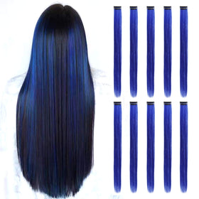 Extensions de cheveux RINBOOOL clip-in bleues, vue avant