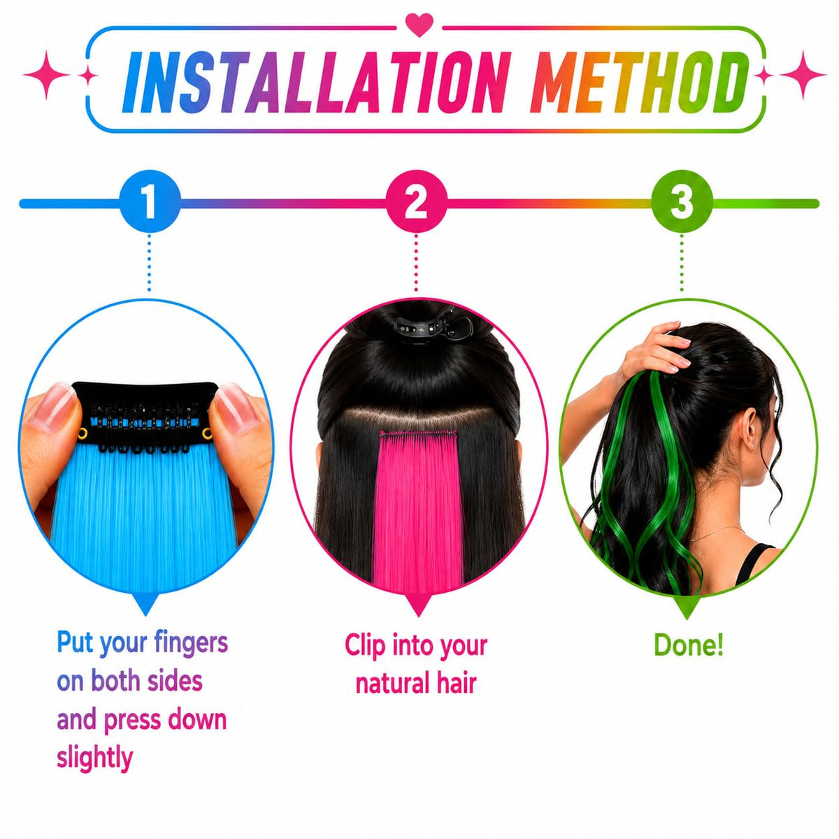 Extensions de cheveux RINBOOOL intégrées dans une coiffure
