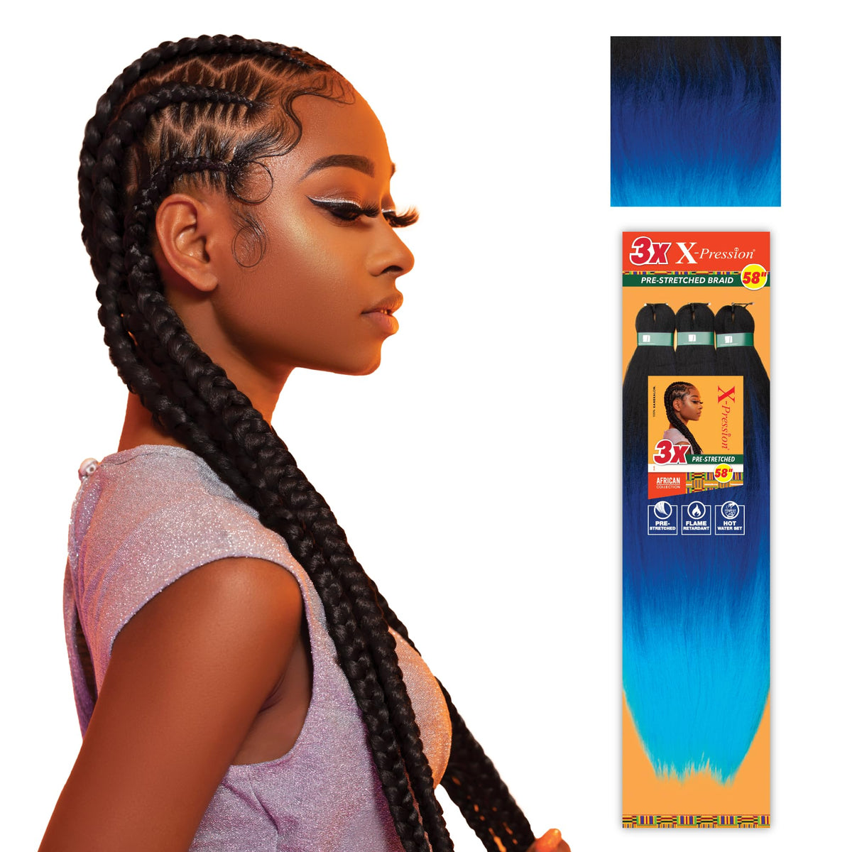 Extensions de cheveux Sensationnel X-PRESSION 58in paquet avant