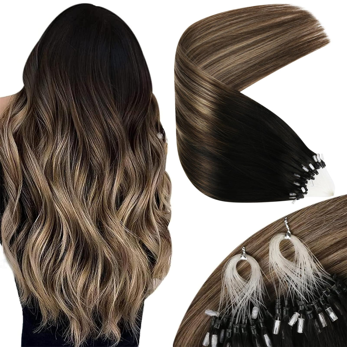 Extensions de cheveux Sunny Hair 18 pouces couleur naturelle vue de face
