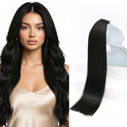 Extensions de cheveux Sunny Hair 18 pouces couleur noir naturel vue de face