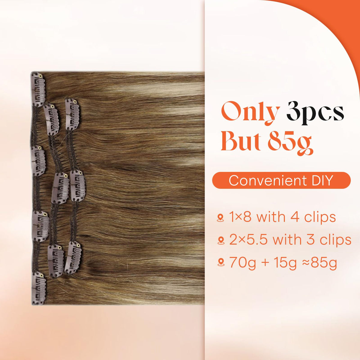 Extensions de cheveux Sunny Hair en balayage, montrant leur texture