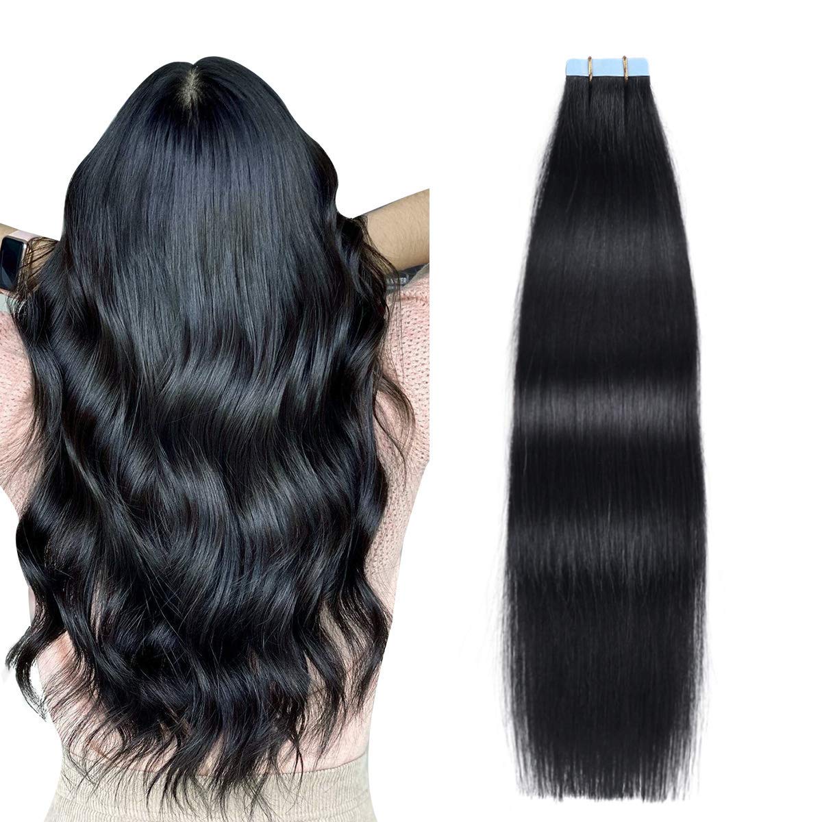 Extensions de cheveux SUYYA 30 pouces modèle noir profond vue de face