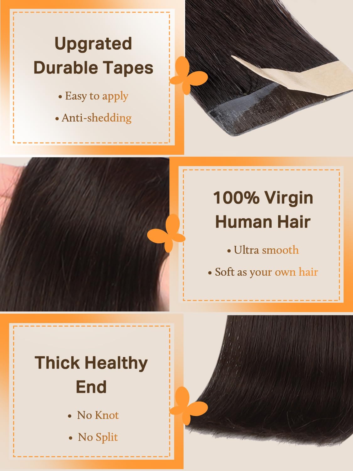 Extensions de cheveux tape in DOORES dans différentes longueurs et teintes