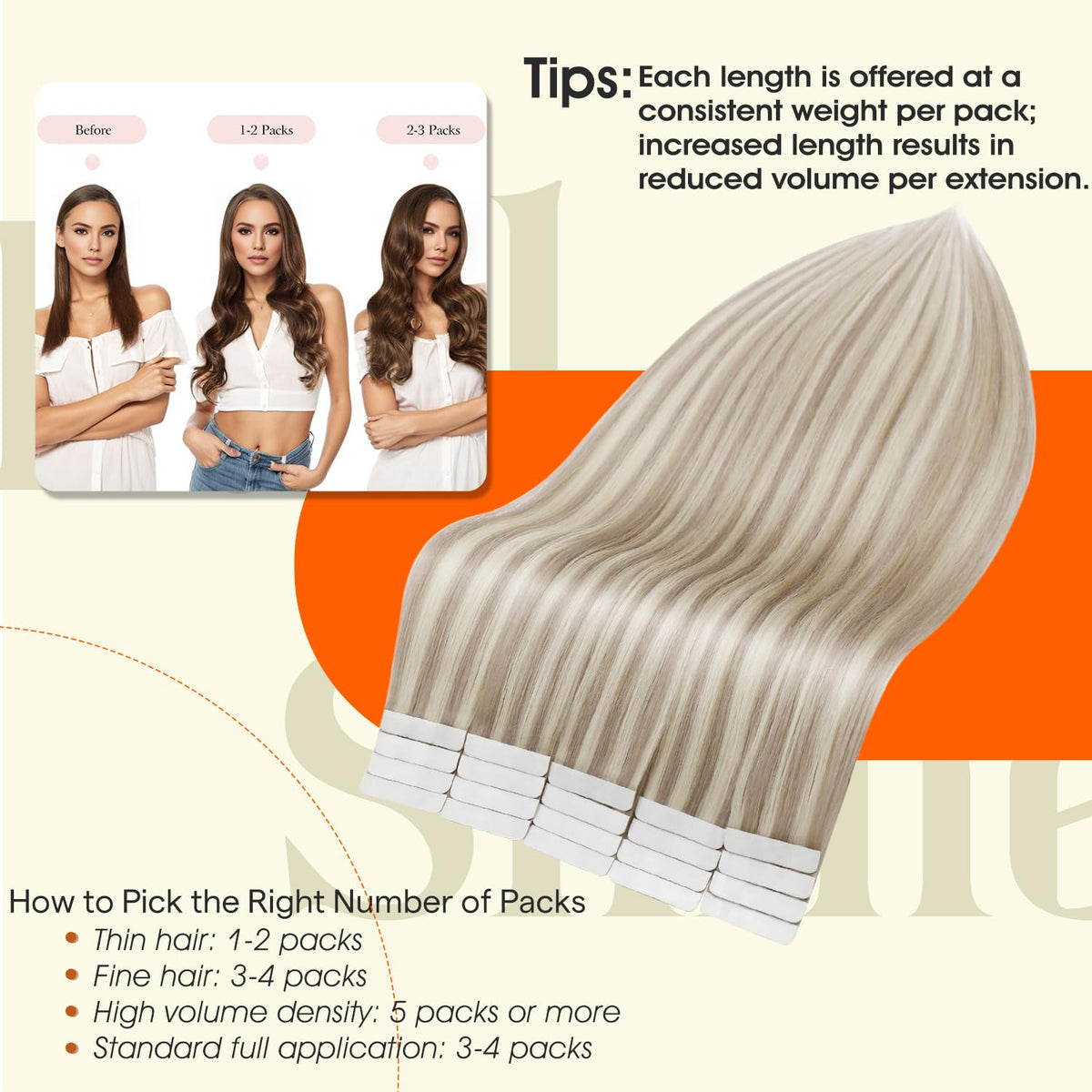 Extensions de cheveux tape in Full Shine en paquet