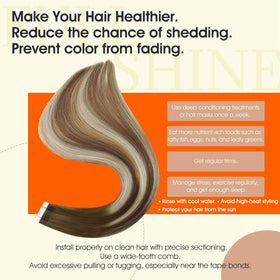 Extensions de cheveux Tape In Full Shine montrant la texture douce