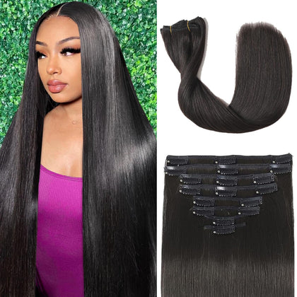 Extensions de cheveux Tebelove 16 pouces couleur noire naturelle