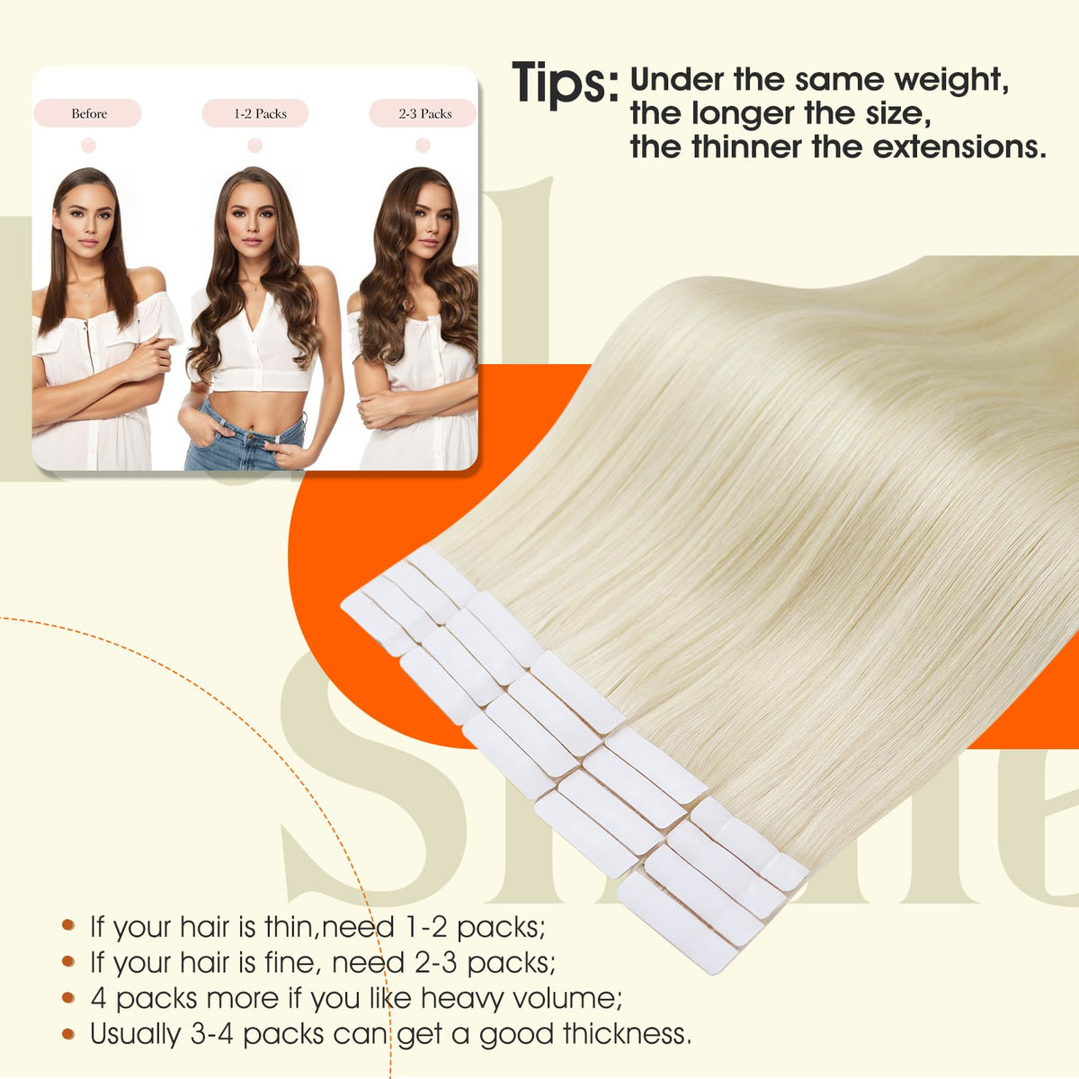 Extensions de cheveux tissées en paquet, couleur blonde platine
