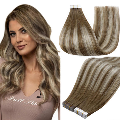 Extensions de cheveux tissées Full Shine 22 pouces couleur blonde cendrée vue de face