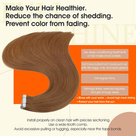 Extensions de cheveux tissées Full Shine en cuivre gingembre sur un fond neutre
