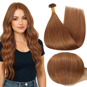 Extensions de cheveux U Tip Full Shine 18 pouces couleur gingembre vue avant