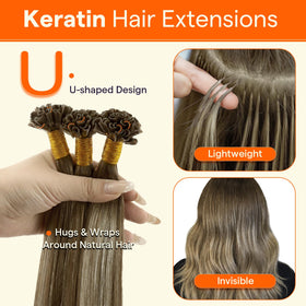 Extensions de cheveux U Tip Full Shine en paquet