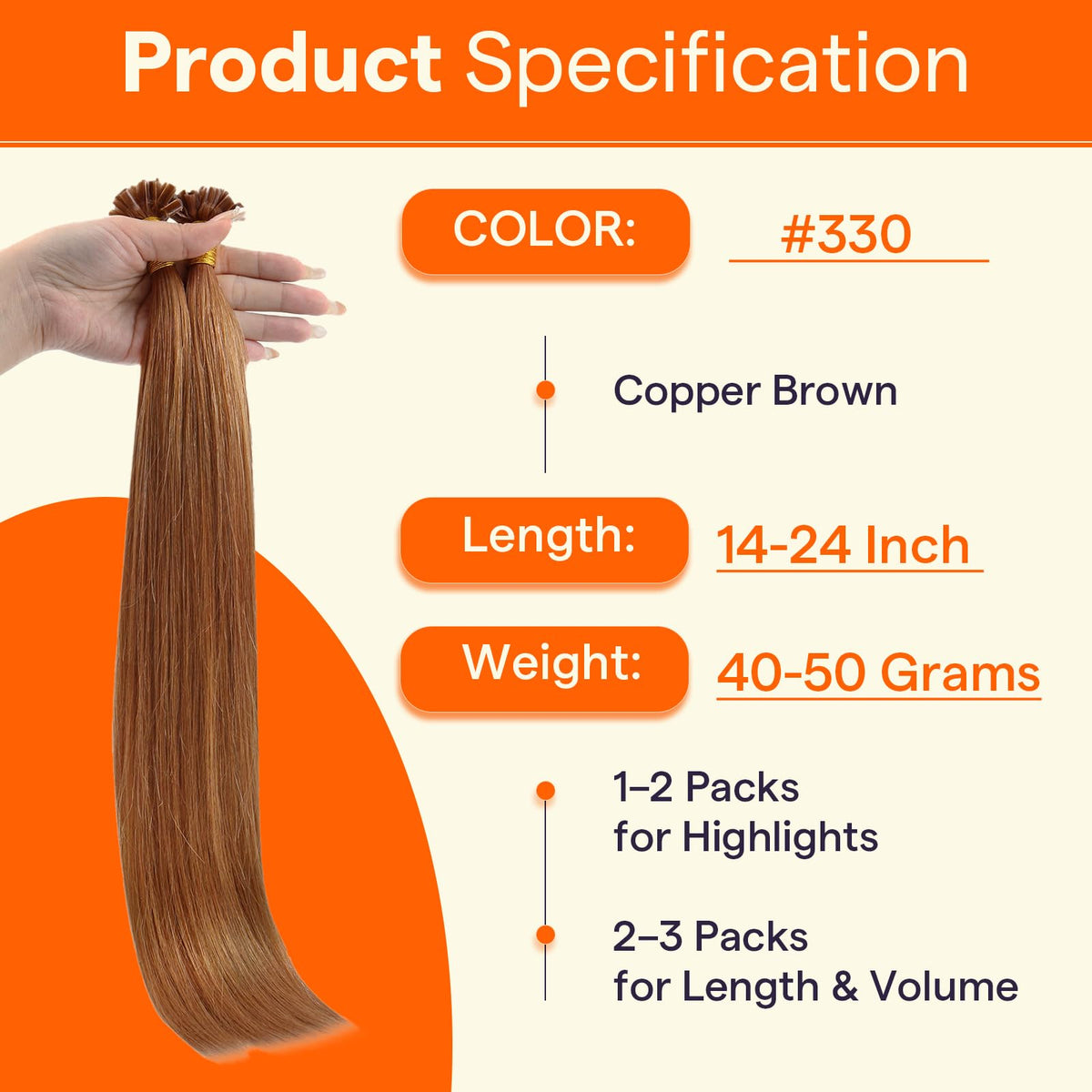 Extensions de cheveux U Tip installées sur un modèle