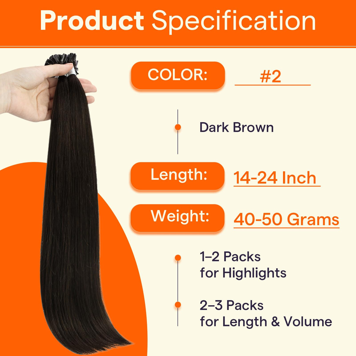 Extensions de cheveux U Tip montrant leur texture douce