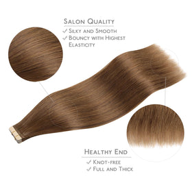 Extensions de cheveux Wennalife 14 pouces en châtain clair sur un fond neutre