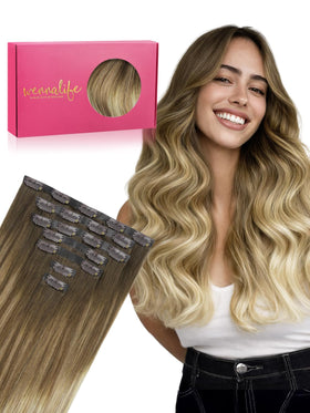 Extensions de cheveux Wennalife 16 pouces ombre châtaignier à blond cendré