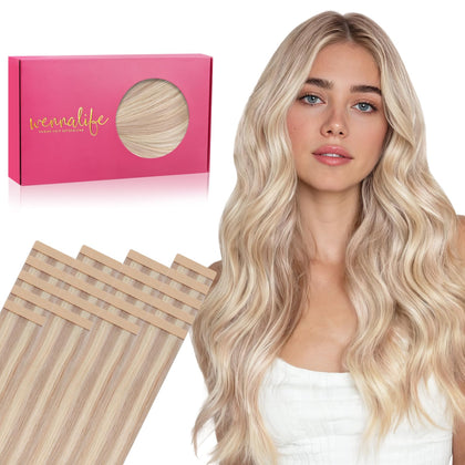 Extensions de cheveux Wennalife 18 pouces balayage blond platine vue de face