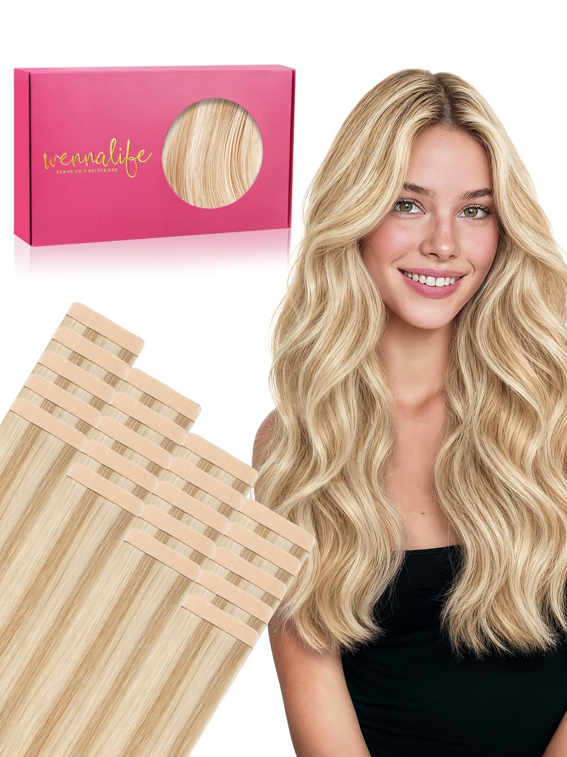 Extensions de cheveux Wennalife 18 pouces blonde sale vue de face