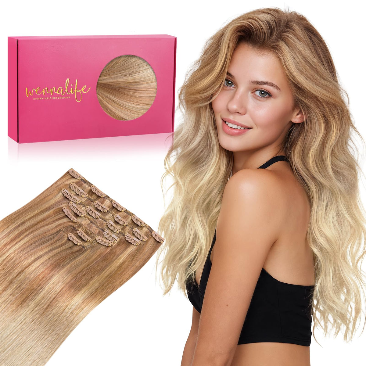 Extensions de cheveux Wennalife 18 pouces couleur Ash Beige Blonde