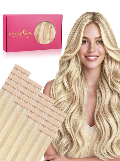 Extensions de cheveux Wennalife 20 pouces balayage blonde platine vue de face