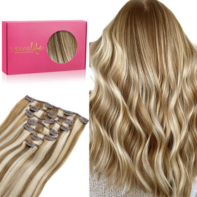 Extensions de cheveux Wennalife 20 pouces châtaigne cendrée avec reflets platine vue avant