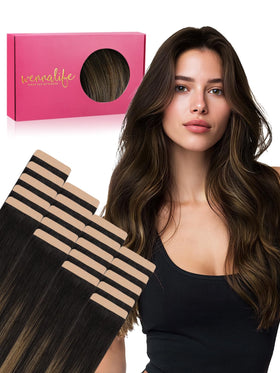 Extensions de cheveux Wennalife 22 pouces brun foncé mélangé châtaigne vue de face