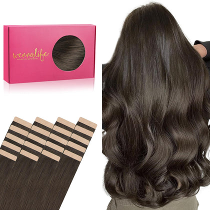 Extensions de cheveux Wennalife 24 pouces brun foncé, vue de face